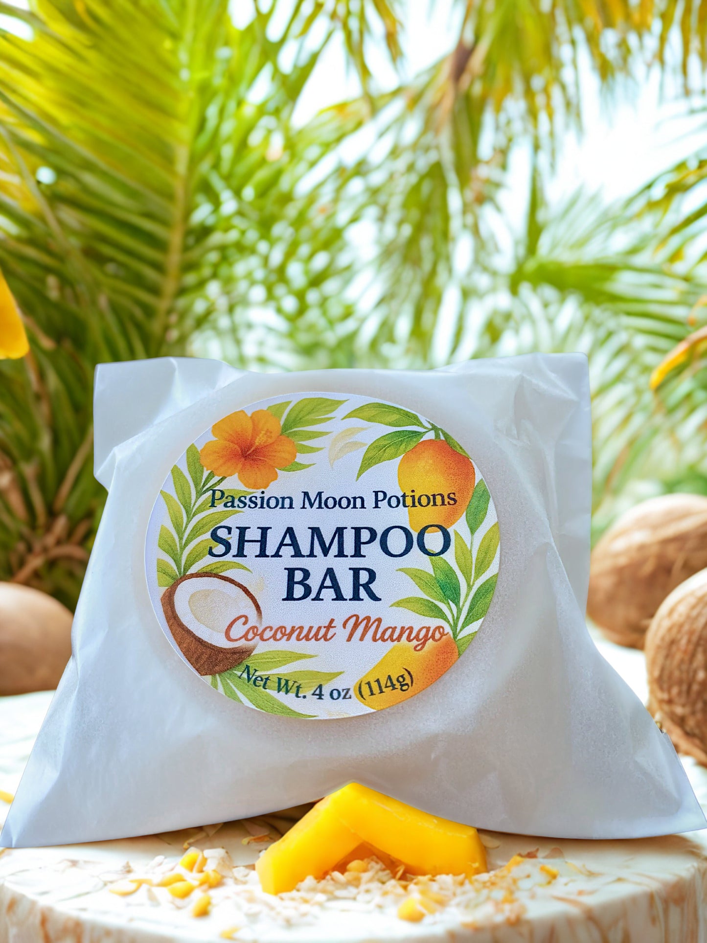 Moisturizing shampoo bar made with mango butter and olive oil for dry hair