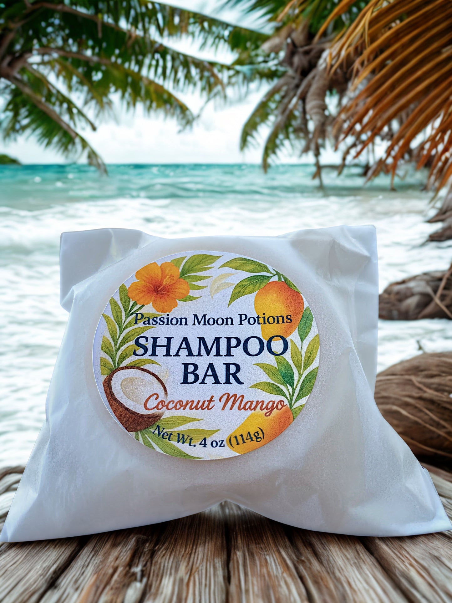 Solid shampoo bar in biodegradable packaging for travel