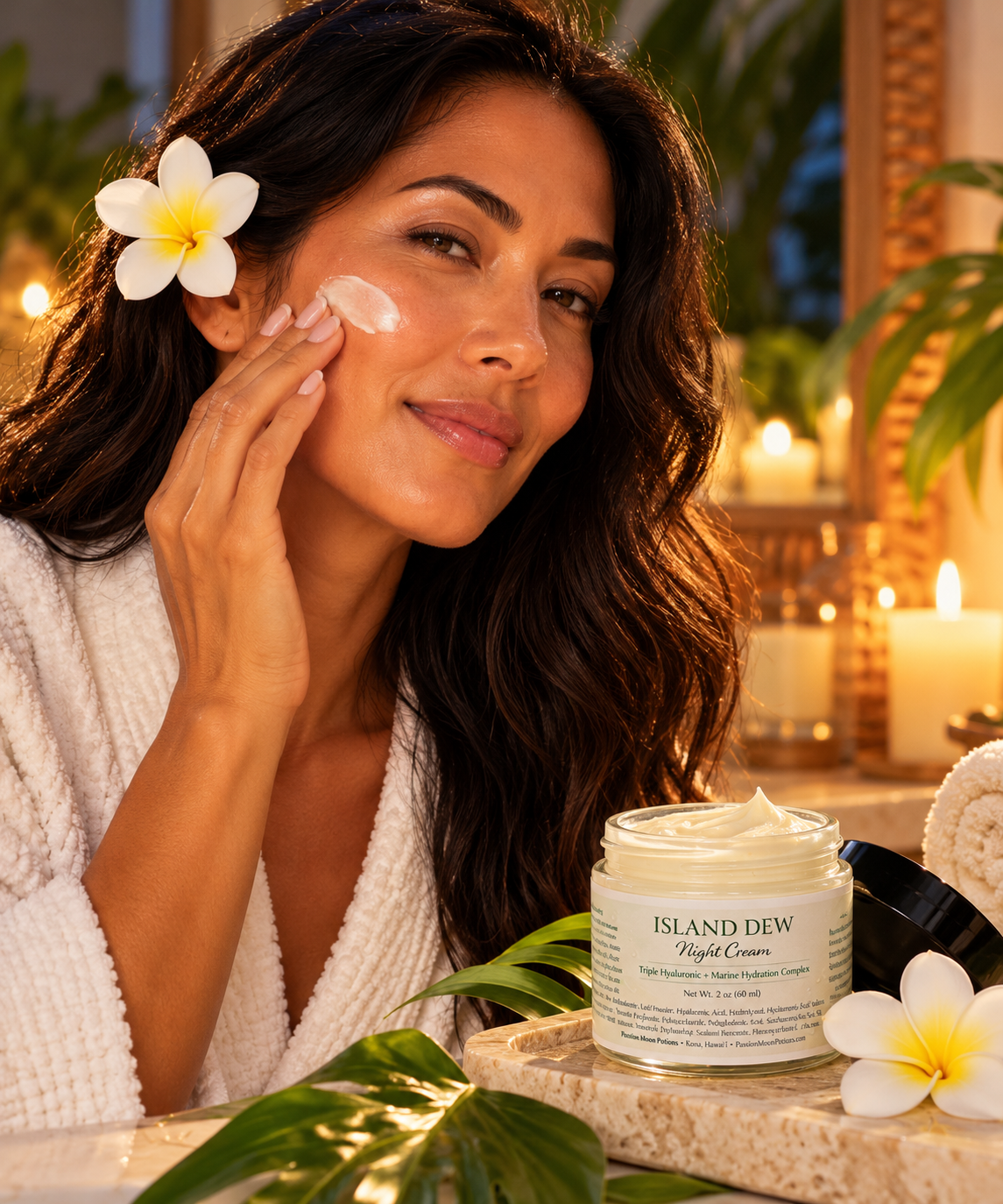 Island Dew Night Cream – Hydrating Overnight Moisturizer with Hyaluronic Acid, Squalane + Marine Botanicals