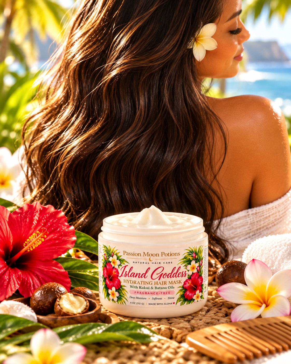 Island Goddess Hydrating Hair Mask | Kukui & Batana Oils | Fragrance-Free