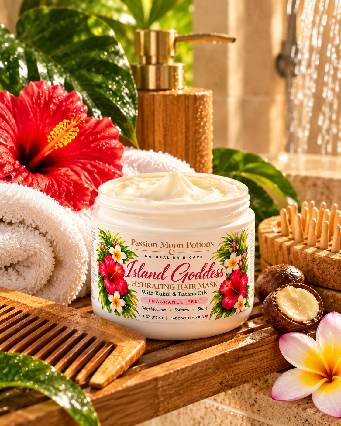 Island Goddess Hydrating Hair Mask | Kukui & Batana Oils | Fragrance-Free