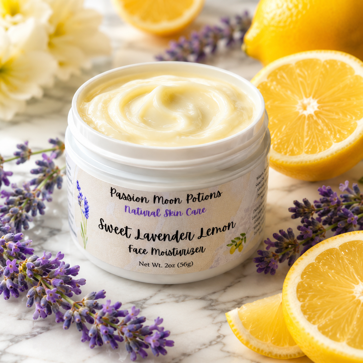 Sweet Lavender Lemon Face Moisturizer — Calming & Brightening Hydration | Passion Moon Potions