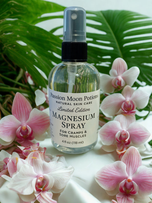 Limited Edition Magnesium Spray – For Cramps & Sore Muscles | Passion Moon Potions Natural Skin Care