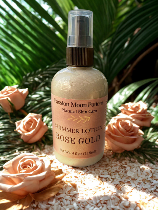 Rose Gold Shimmer Lotion — Glowing Body Lotion with Subtle Radiance | Passion Moon Potions