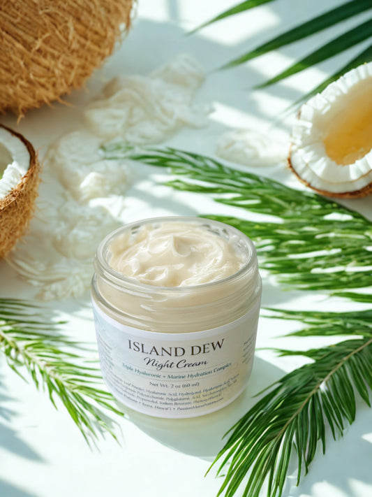 Island Dew Night Cream – Hydrating Overnight Moisturizer with Hyaluronic Acid, Squalane + Marine Botanicals