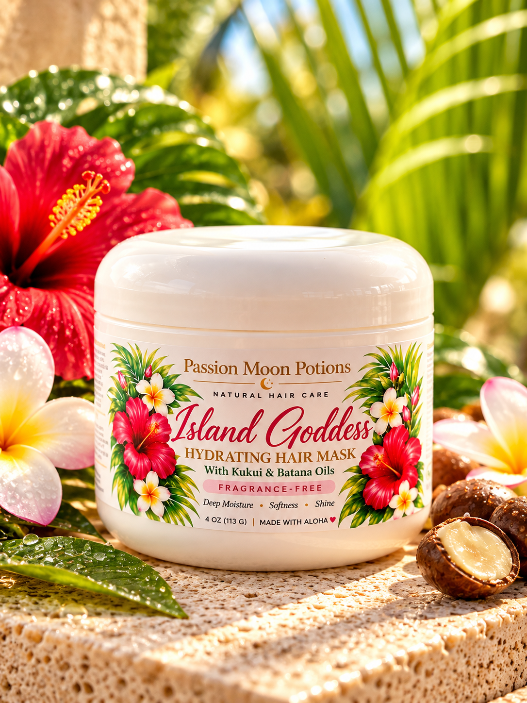 Island Goddess Hydrating Hair Mask | Kukui & Batana Oils | Fragrance-Free