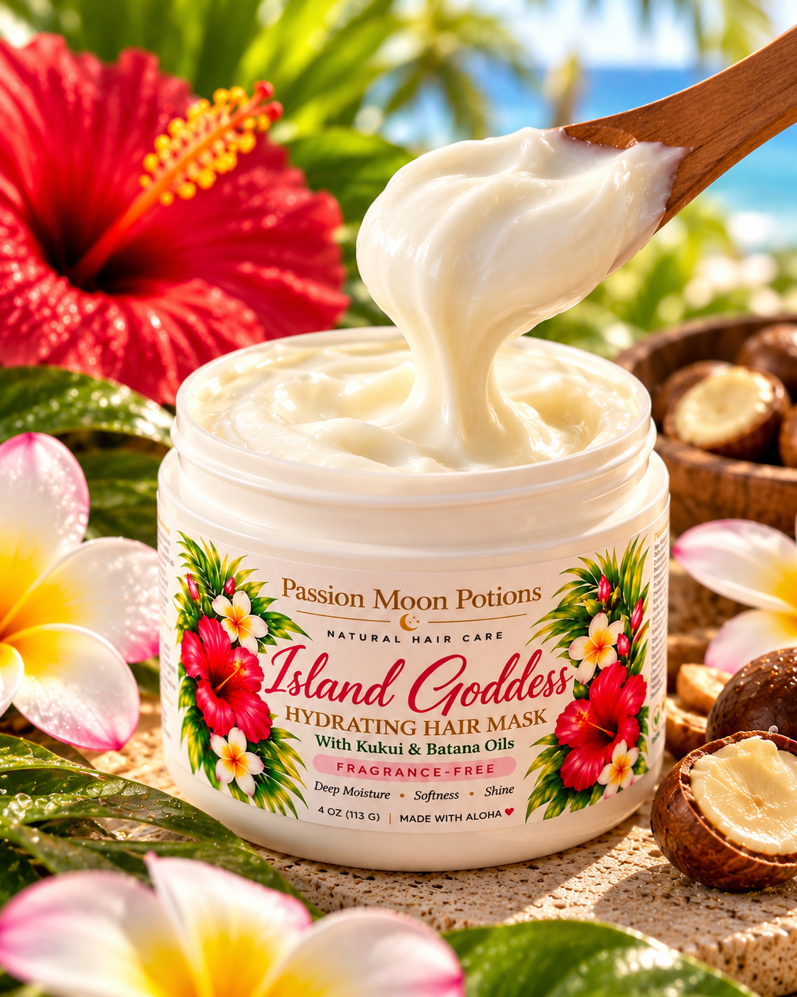 Island Goddess Hydrating Hair Mask | Kukui & Batana Oils | Fragrance-Free