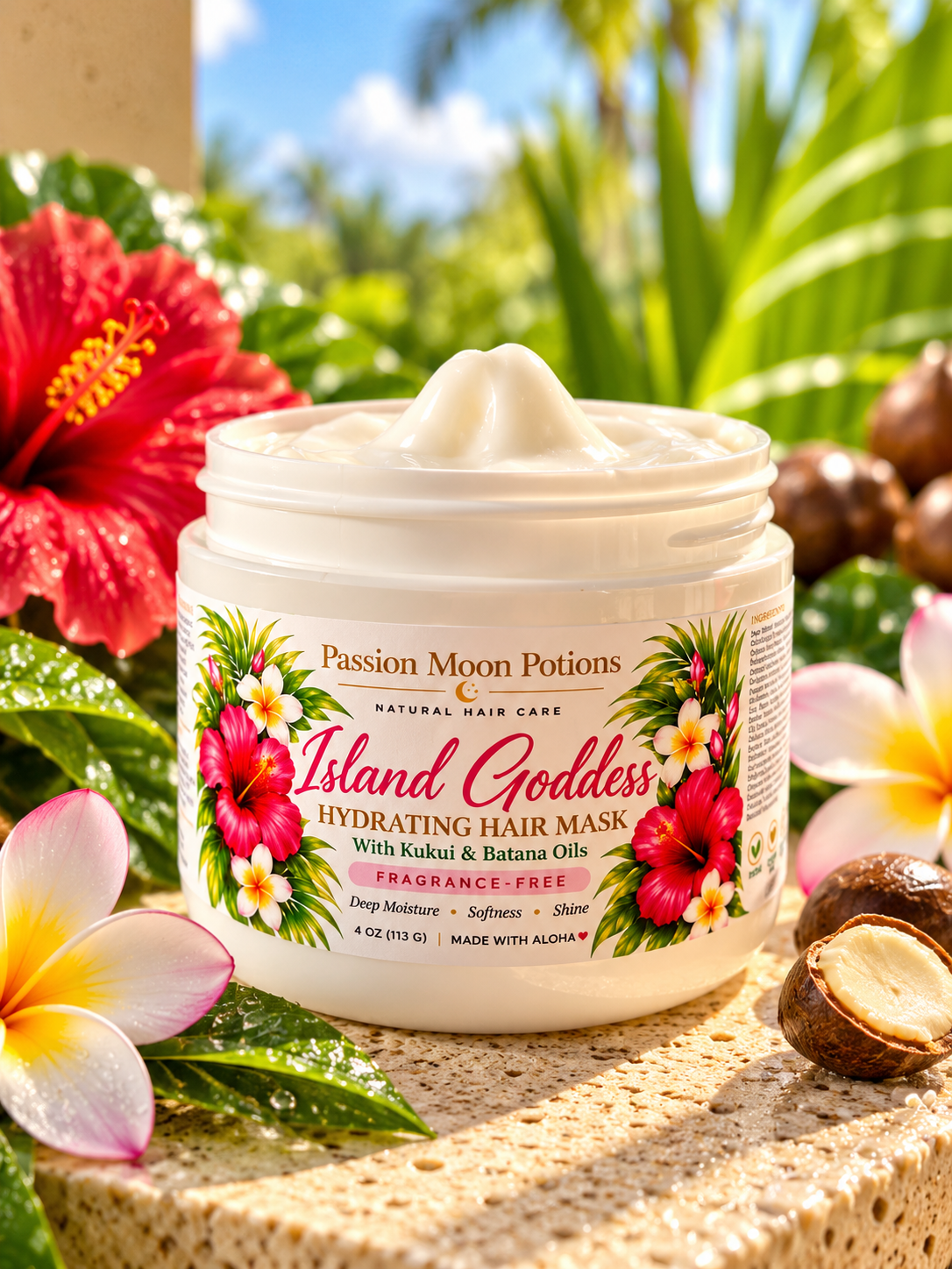 Island Goddess Hydrating Hair Mask | Kukui & Batana Oils | Fragrance-Free