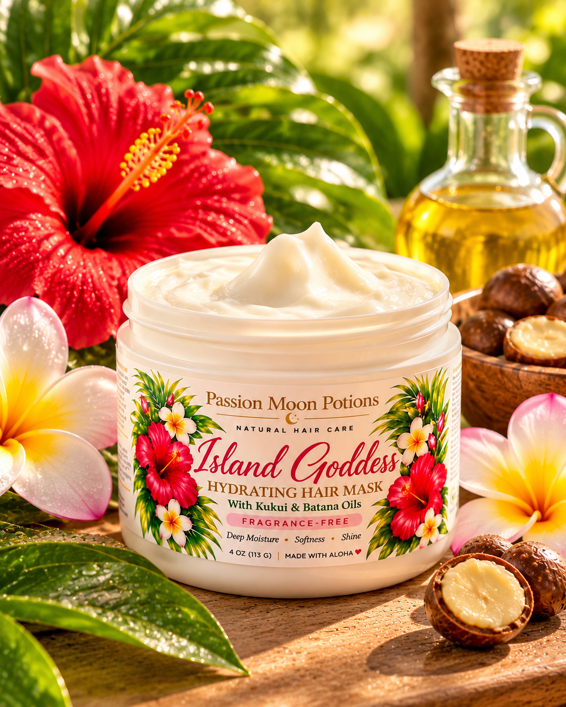 Island Goddess Hydrating Hair Mask | Kukui & Batana Oils | Fragrance-Free