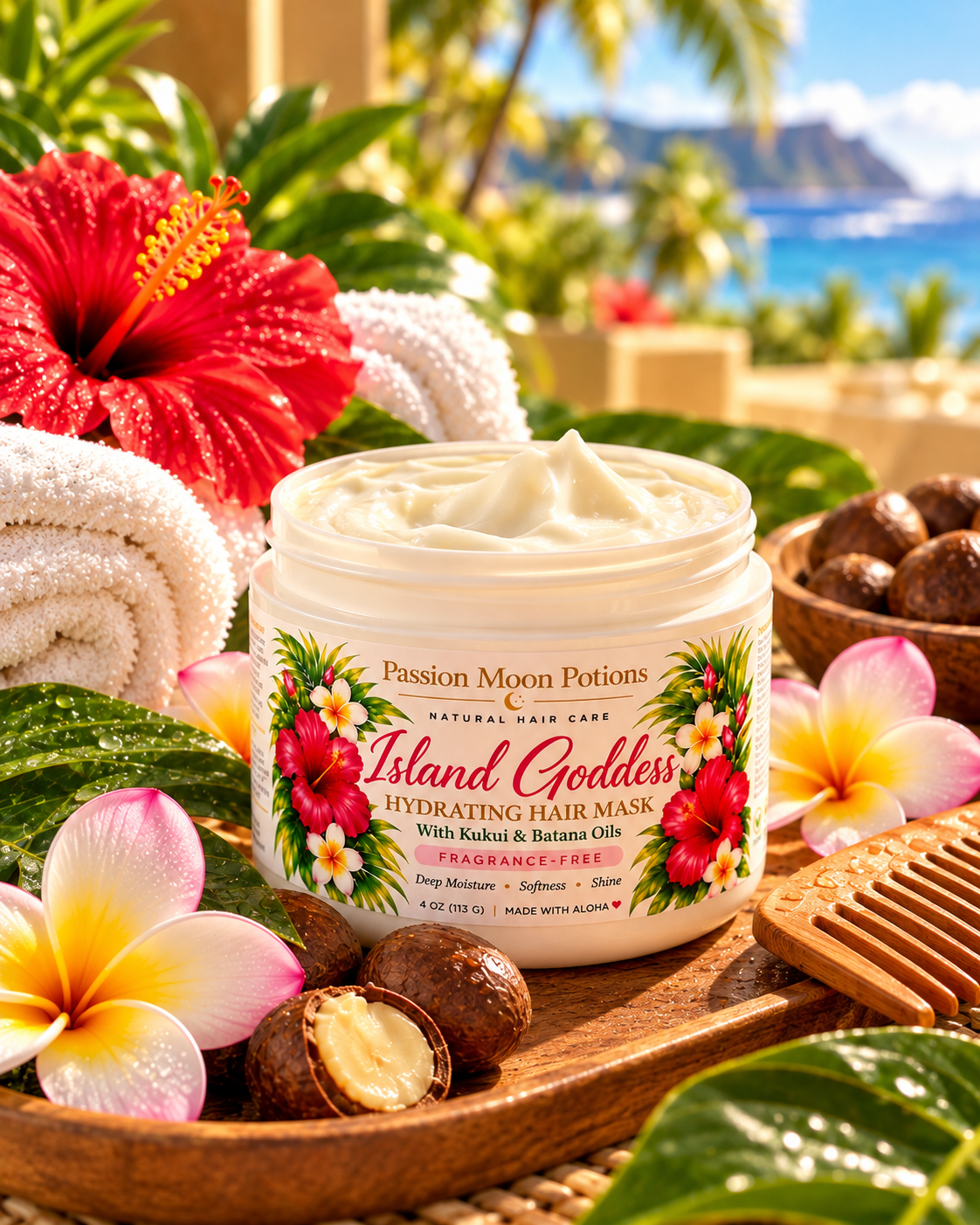 Island Goddess Hydrating Hair Mask | Kukui & Batana Oils | Fragrance-Free