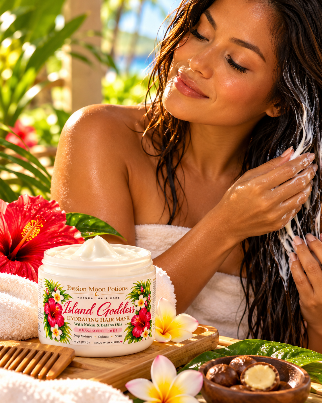 Island Goddess Hydrating Hair Mask | Kukui & Batana Oils | Fragrance-Free